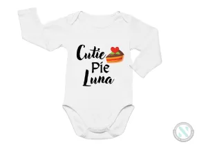 Girls Custom Long Sleeve Baby Bodysuit Birthday Gift with Cutie Pie