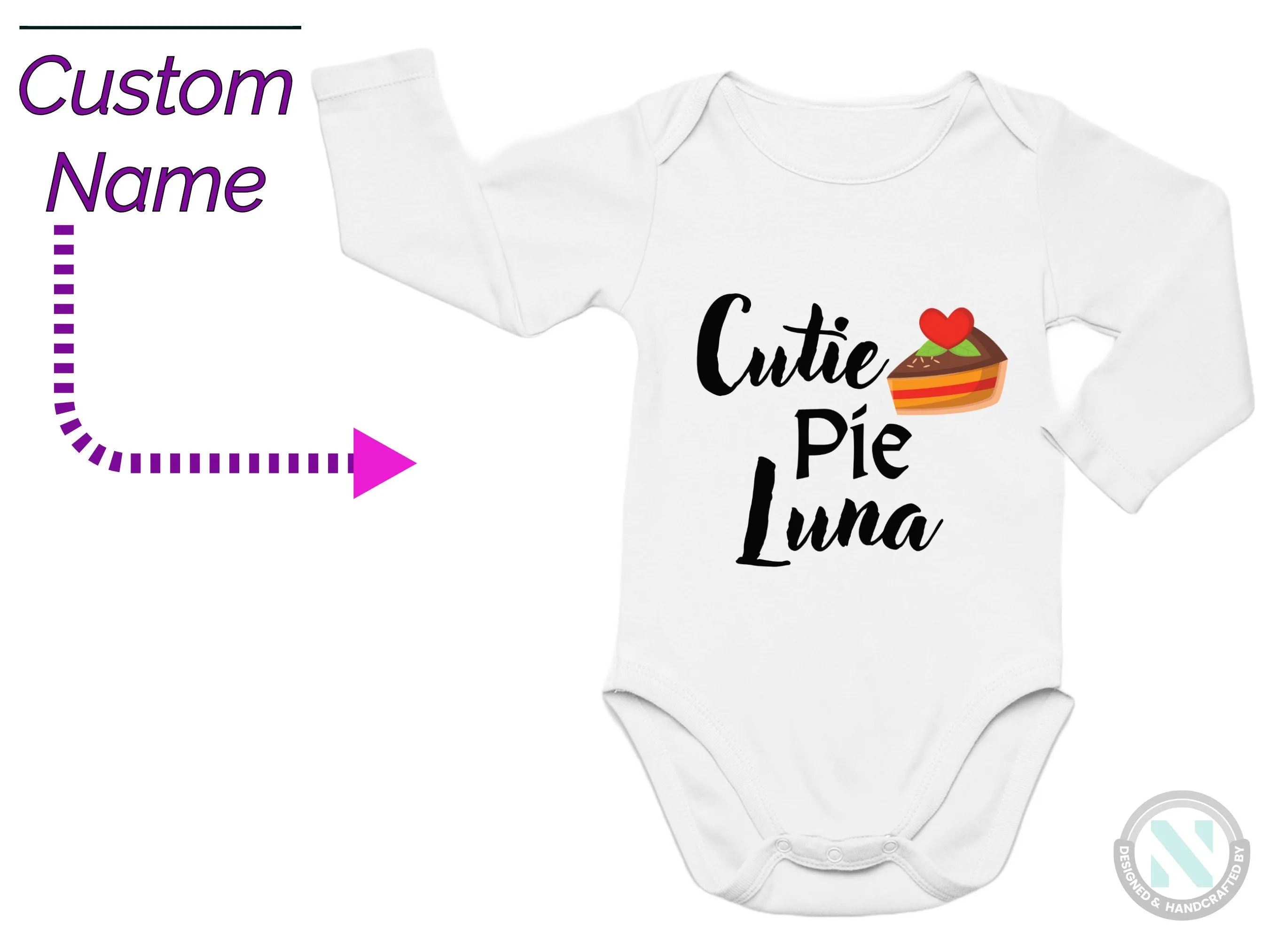 Girls Custom Long Sleeve Baby Bodysuit Birthday Gift with Cutie Pie