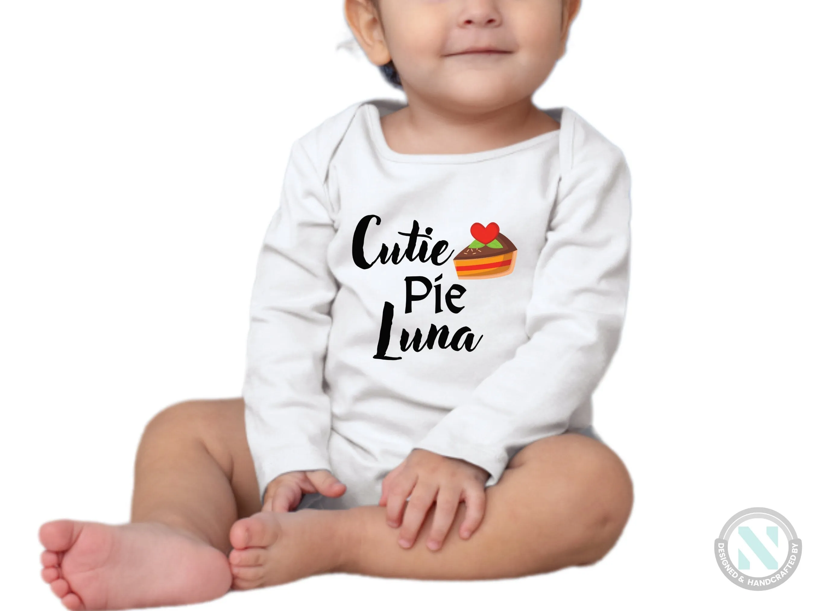 Girls Custom Long Sleeve Baby Bodysuit Birthday Gift with Cutie Pie