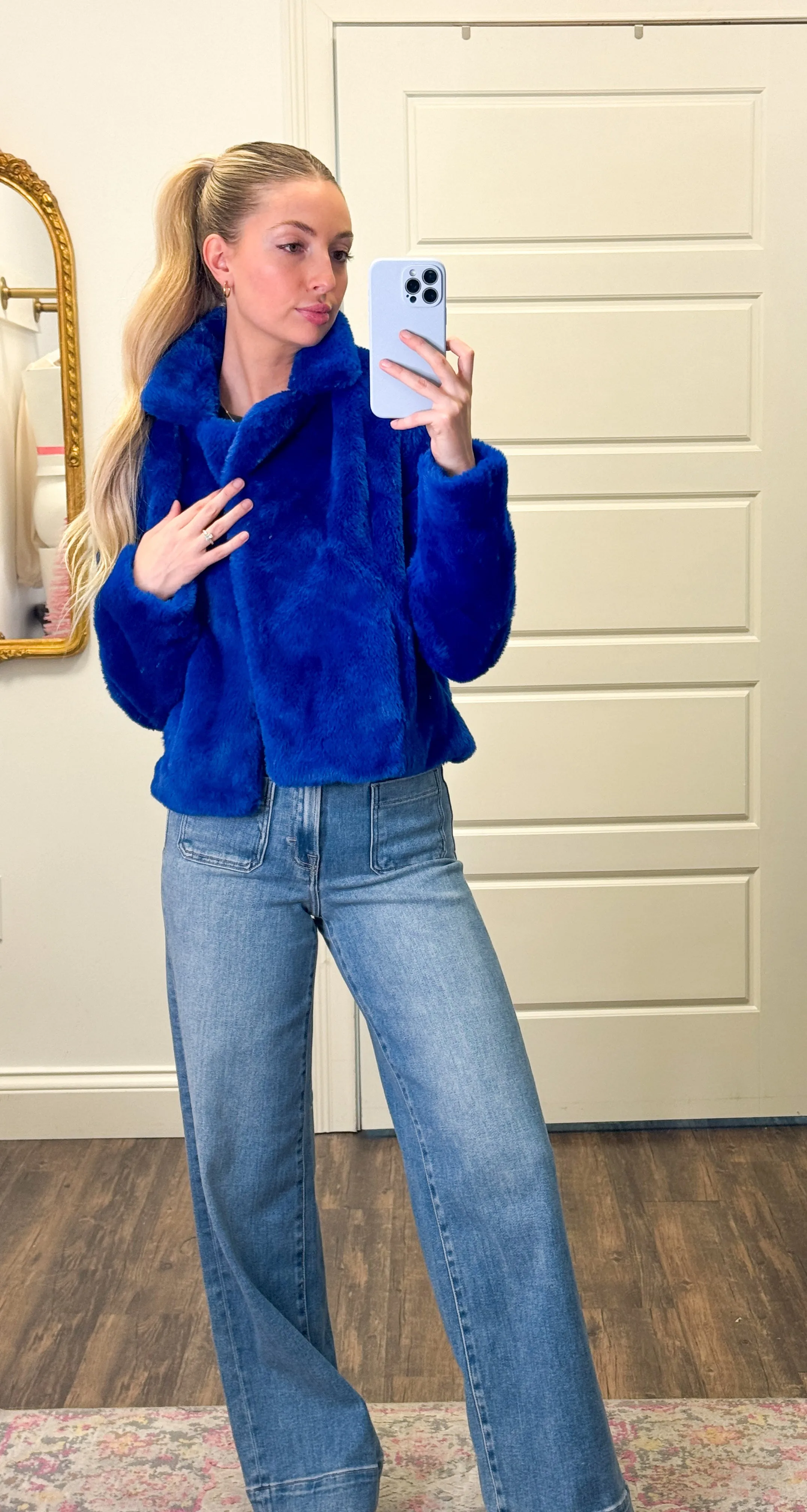 I Rock The Blue Short Faux Fur Coat