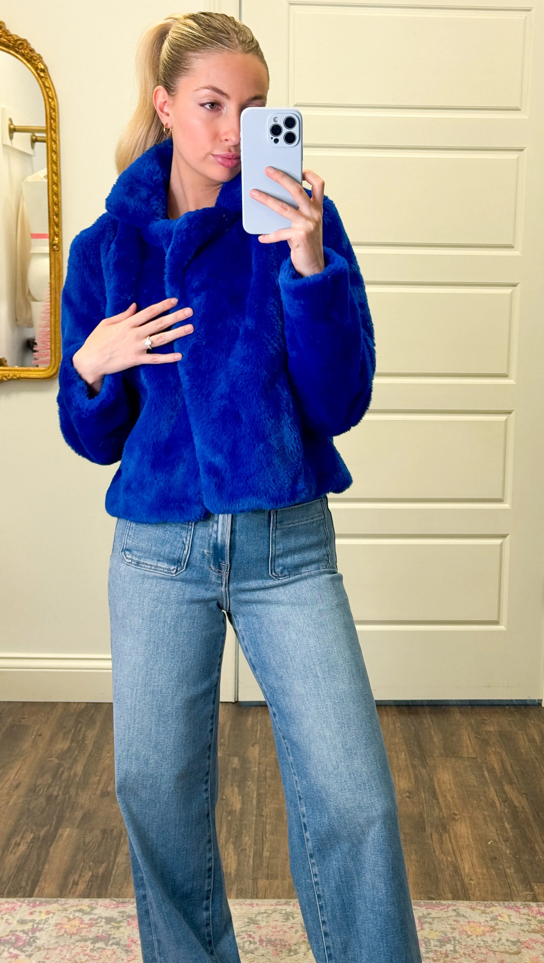 I Rock The Blue Short Faux Fur Coat