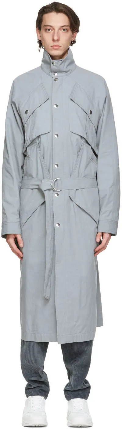 Kenzo Grey Long Ripstop Parka