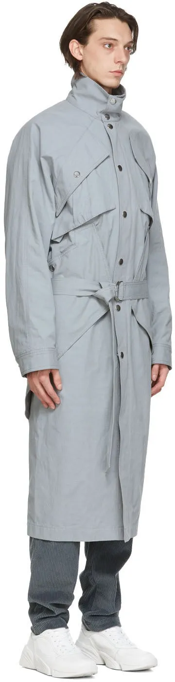 Kenzo Grey Long Ripstop Parka