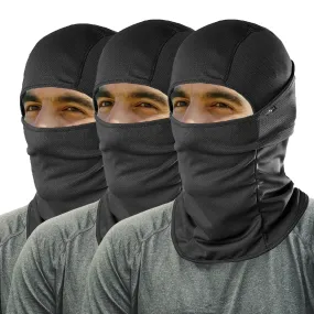 KINGSWAY® Dual Layer Face Mask for Bikers, Full Face Cover Balaclava Riding Gear Bike & Cycling Accessories Helmet Liner for Men Women Save from UV Sun and Dust, 4 Way Stretch, Black, Pack of 3