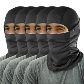 KINGSWAY® Dual Layer Face Mask for Bikers, Full Face Cover Balaclava Riding Gear Bike & Cycling Accessories Helmet Liner for Men Women Save from UV Sun and Dust, 4 Way Stretch, Black, Pack of 5