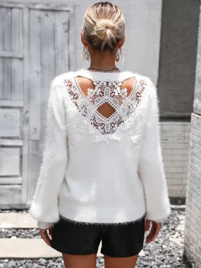 Lace Detail Cutout Pullover Sweater