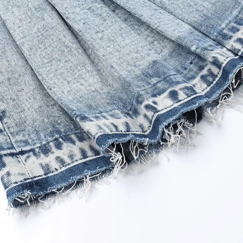 Lead You On Denim Pleated Skirt