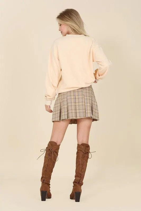 LILOU Plaid Pleated Mini Skirt