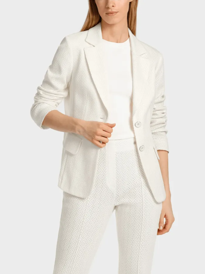 Marc Cain Collections Slim Fit Knitted Blazer In Off White WC 34.11 J43 COL 110