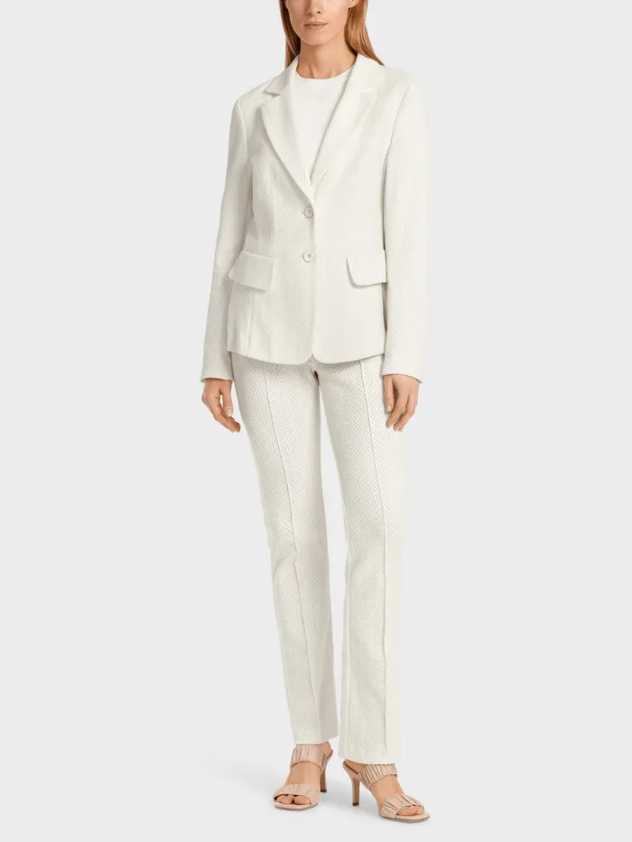 Marc Cain Collections Slim Fit Knitted Blazer In Off White WC 34.11 J43 COL 110