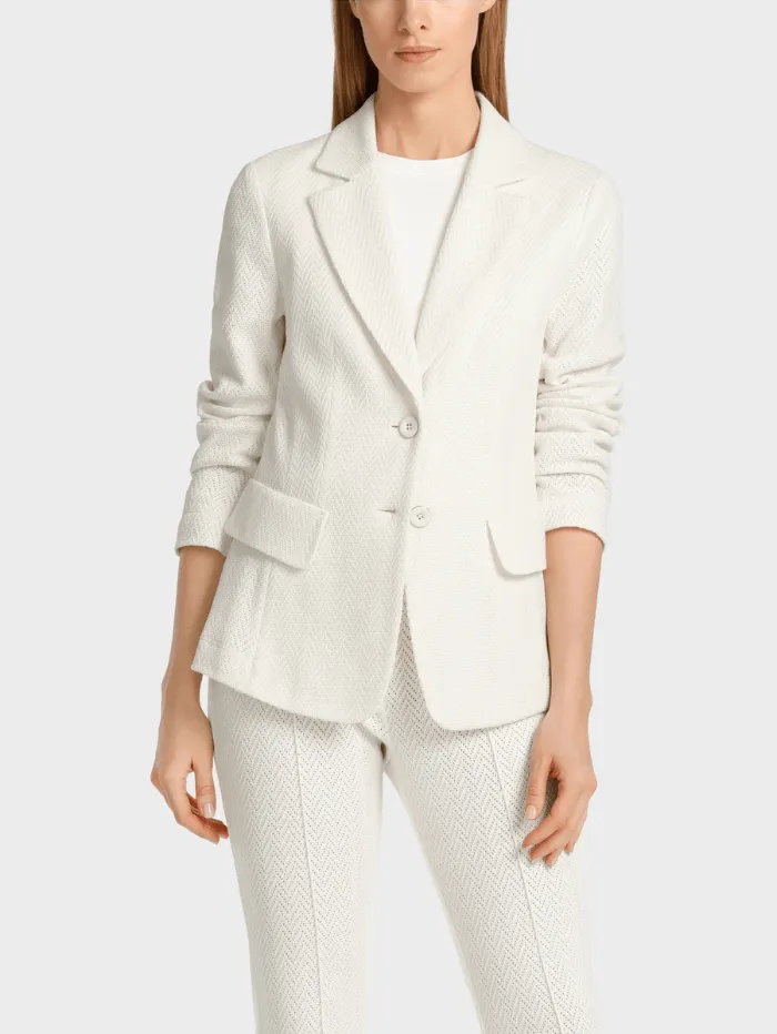 Marc Cain Collections Slim Fit Knitted Blazer In Off White WC 34.11 J43 COL 110