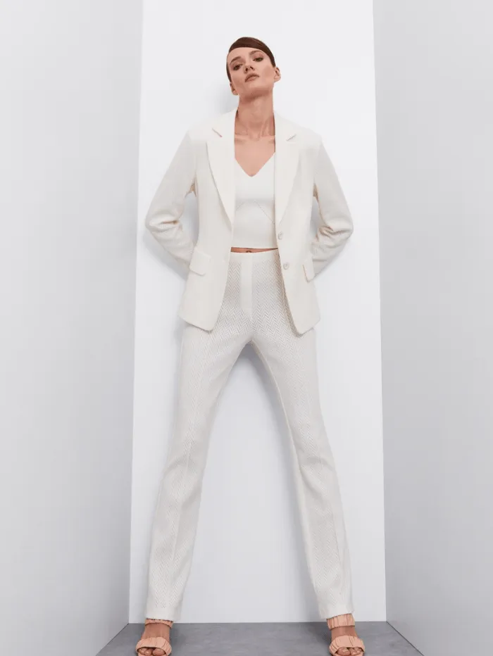 Marc Cain Collections Slim Fit Knitted Blazer In Off White WC 34.11 J43 COL 110