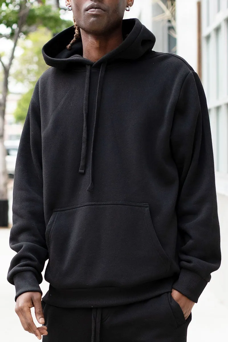 Men's Black Fleece Pullover Hoodie Sweatshirt