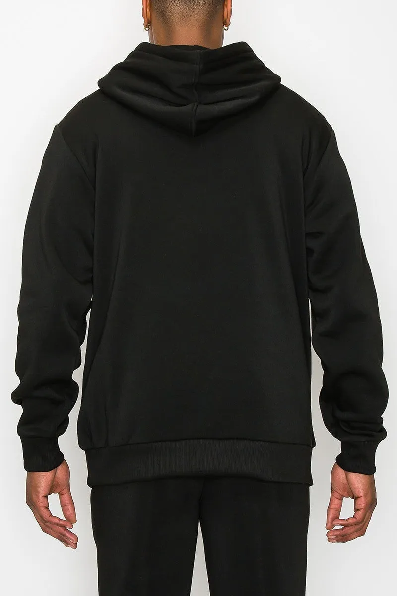 Men's Black Fleece Pullover Hoodie Sweatshirt