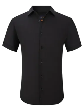 Men's black short sleeves shirt stretch material