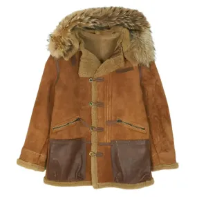 Men's Brown Shearling Parka Jacket - Warm & Stylish Winter Coat