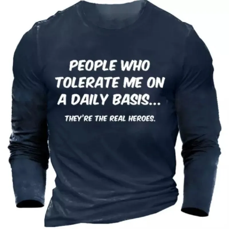 Men's Printed Cotton Long Sleeve T-Shirt