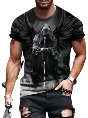 Men's Skull Print T-Shirt - Casual Summer Short-Sleeve Streetwear for Everyday & Outdoor