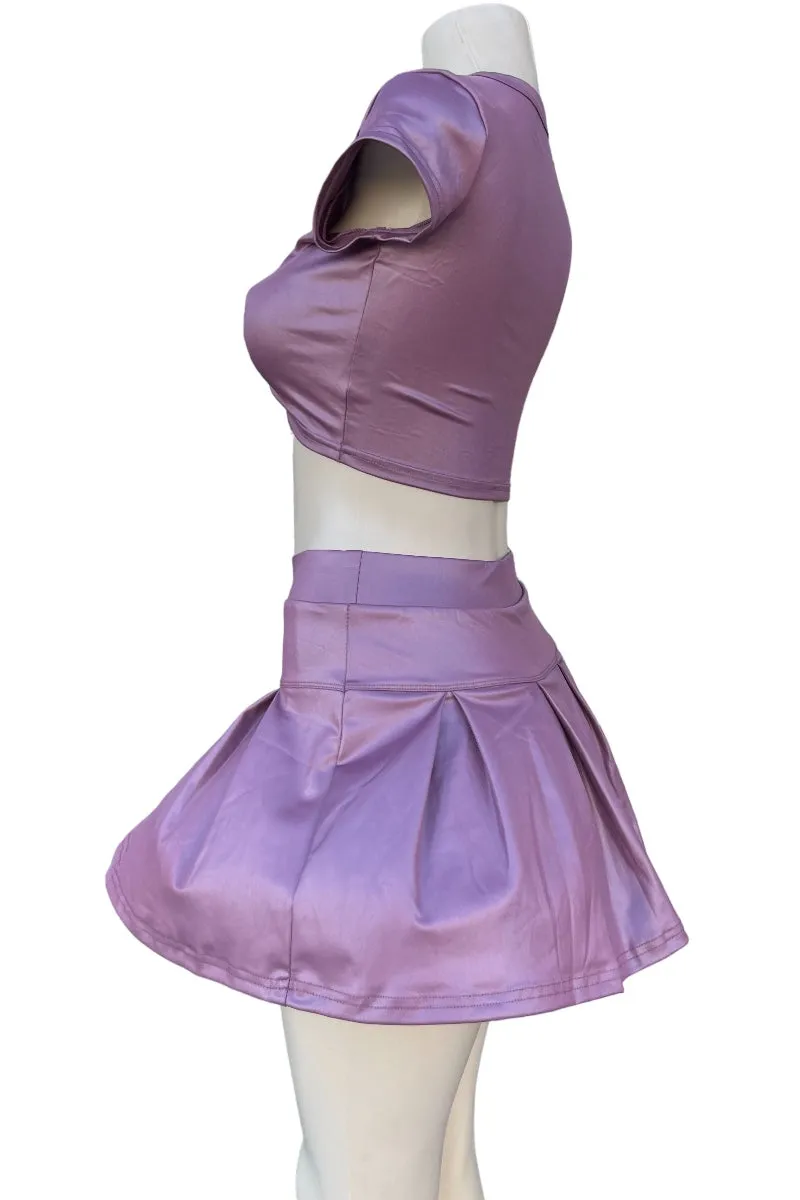Metallic Pleated Mini Skort