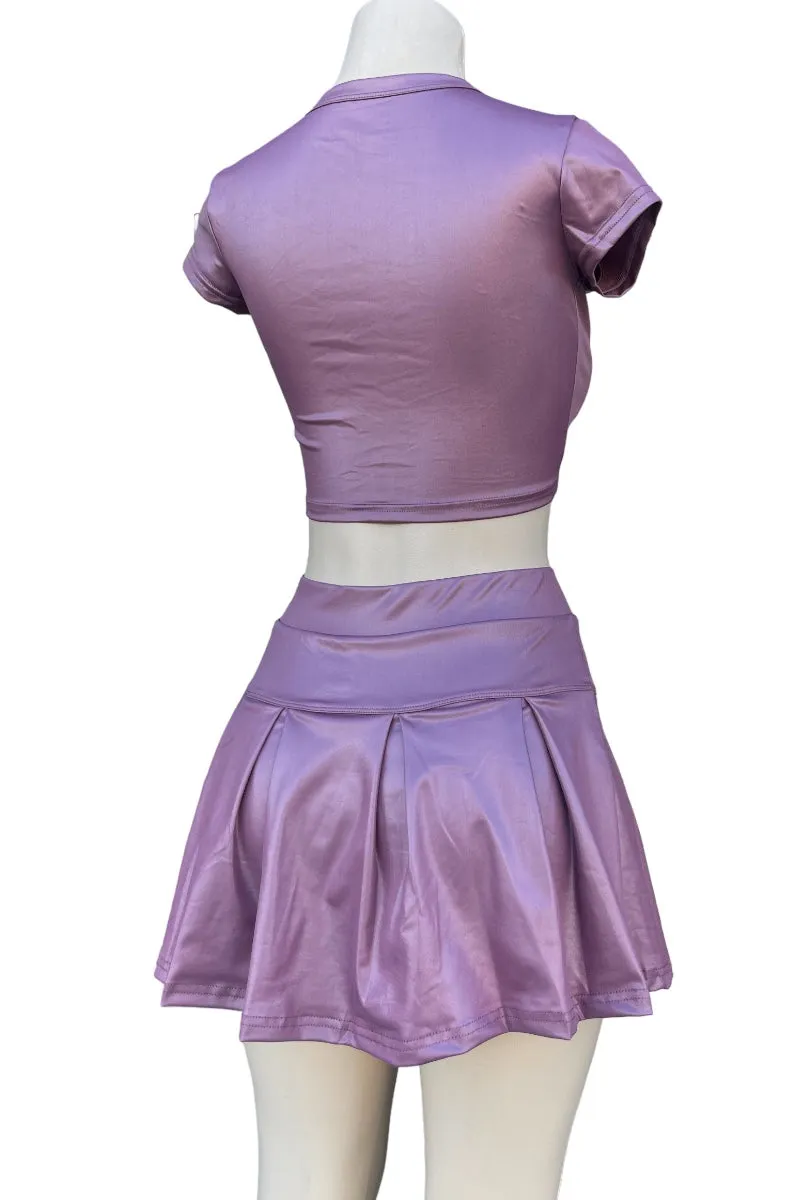 Metallic Pleated Mini Skort
