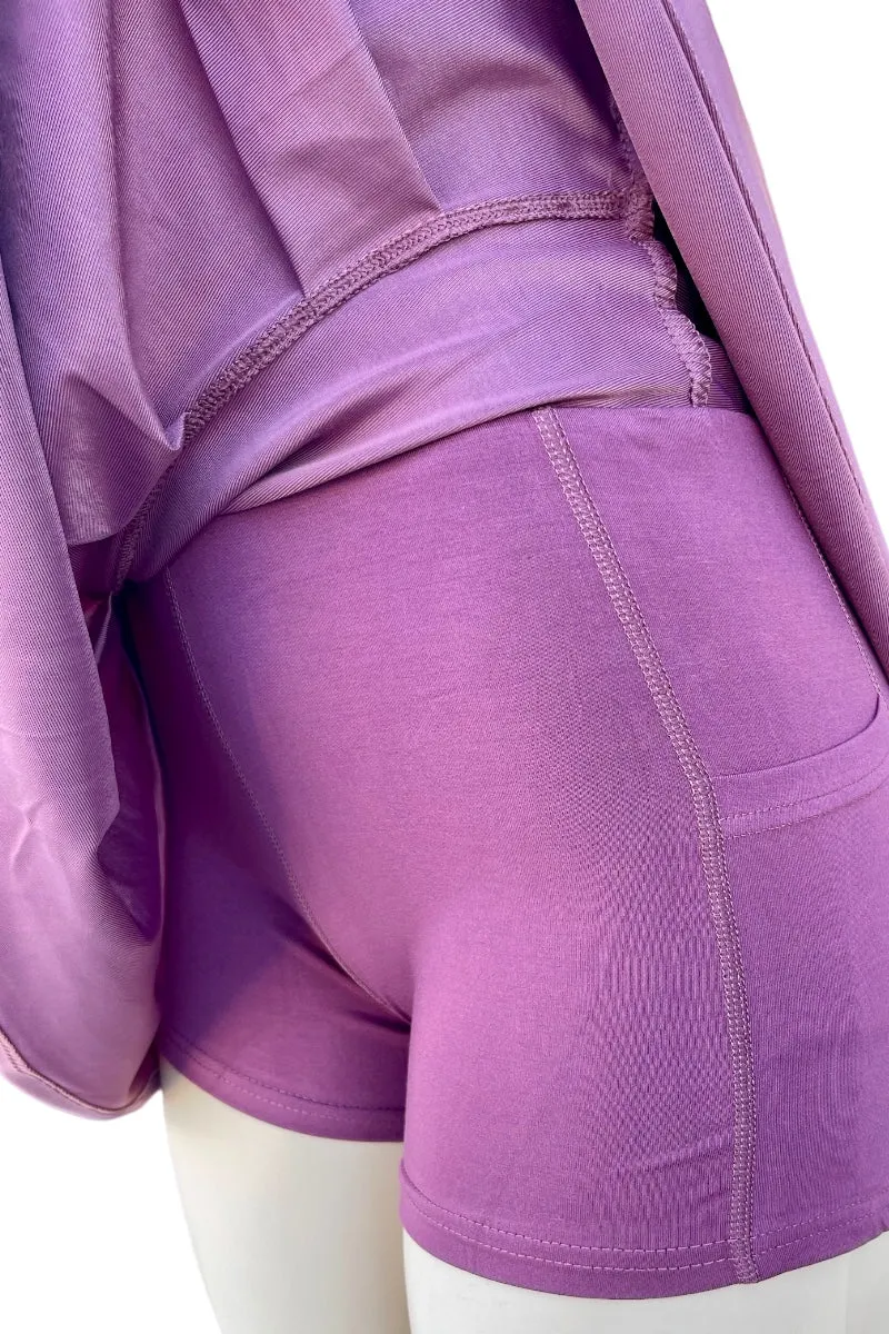 Metallic Pleated Mini Skort