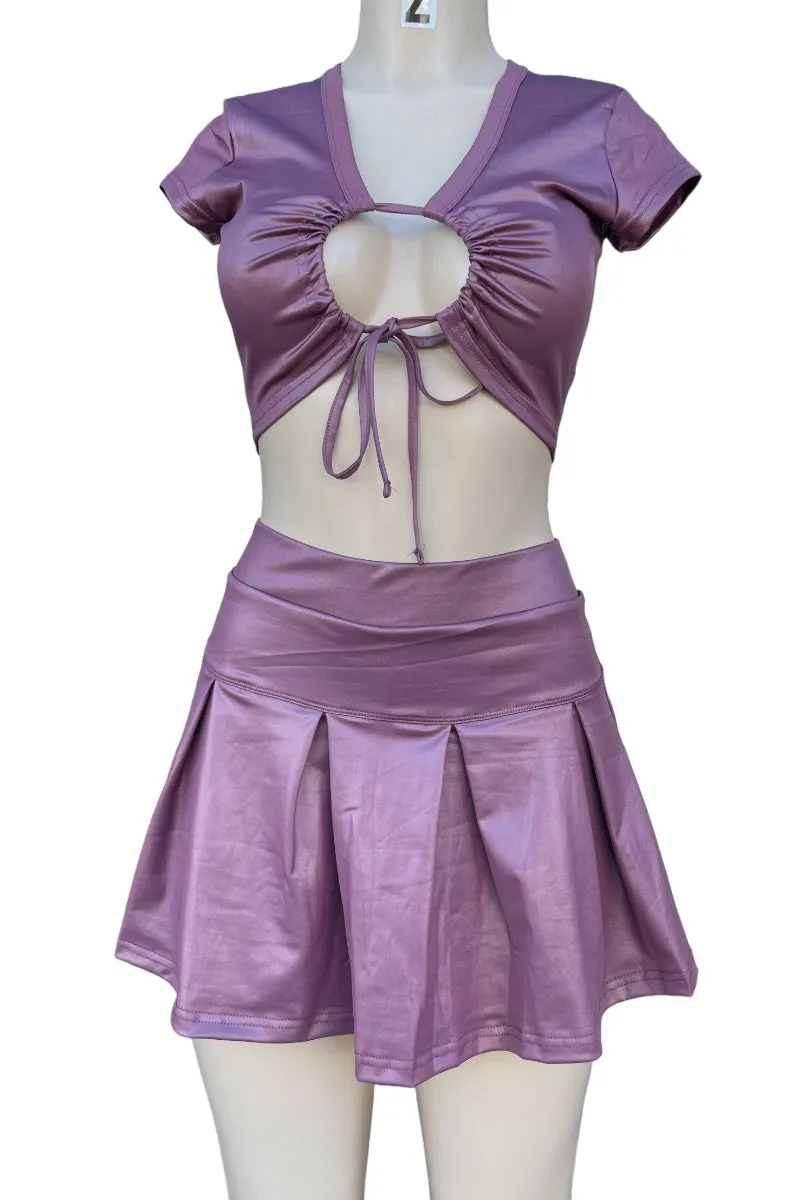Metallic Pleated Mini Skort