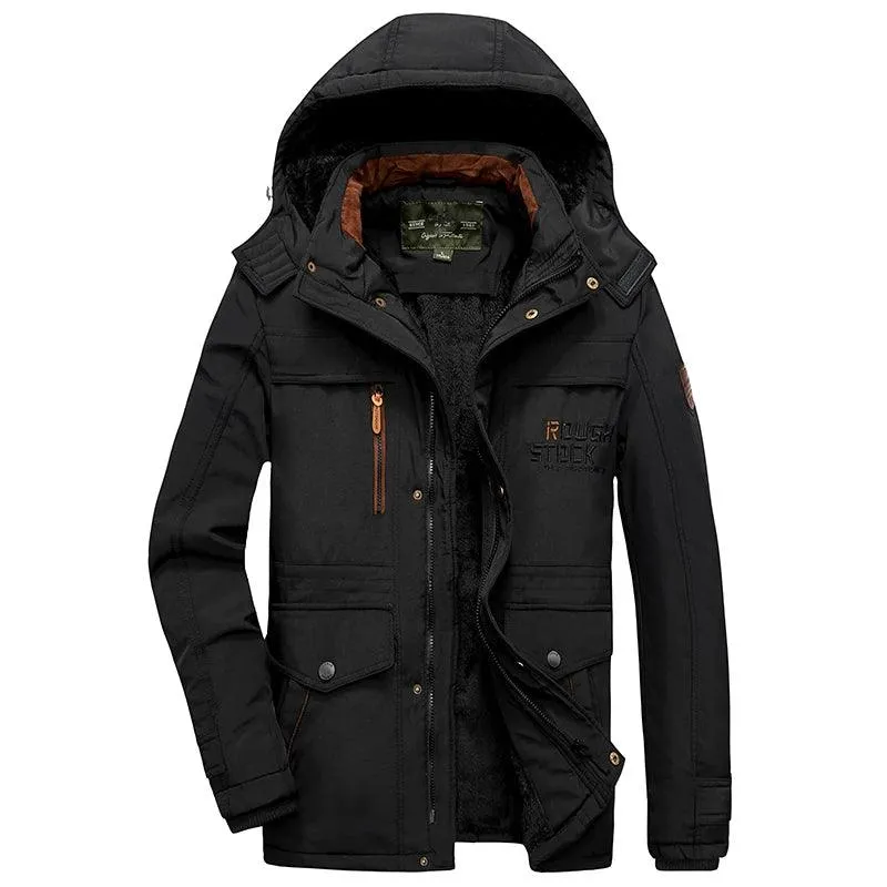 Military Style Winter Men's Military Parka - Thick Fleece Warm Windproof Jacket