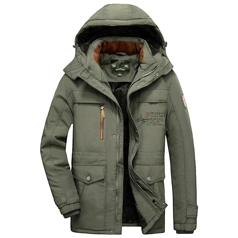 Military Style Winter Men's Military Parka - Thick Fleece Warm Windproof Jacket