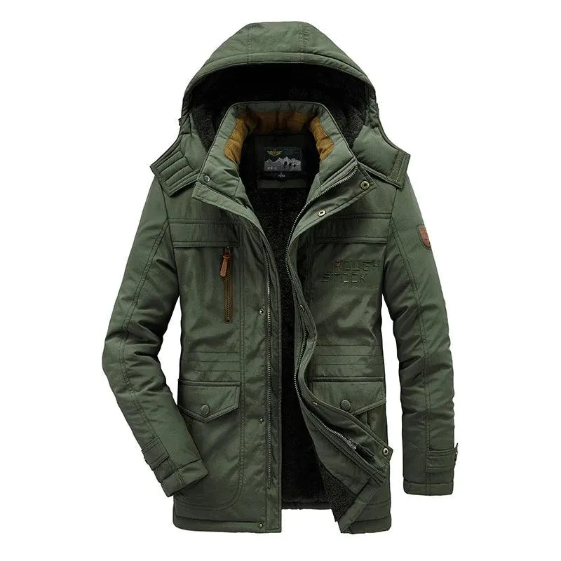 Military Style Winter Men's Military Parka - Thick Fleece Warm Windproof Jacket