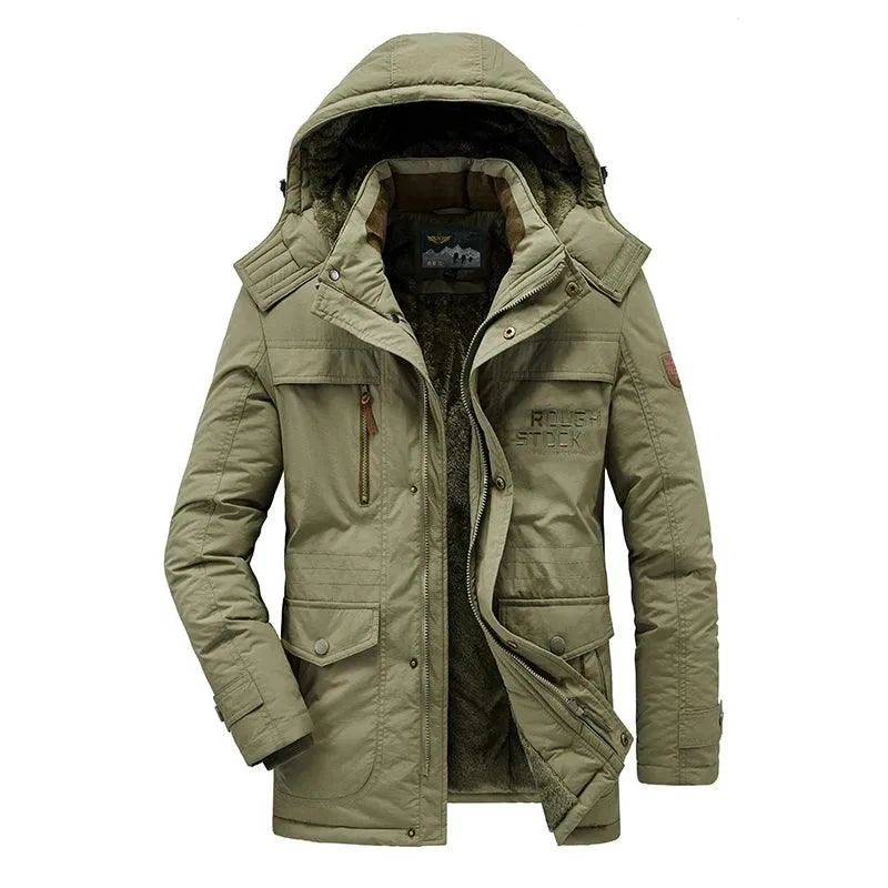 Military Style Winter Men's Military Parka - Thick Fleece Warm Windproof Jacket