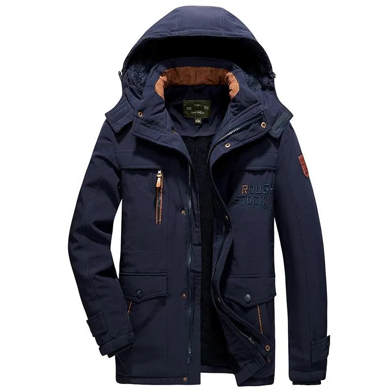 Military Style Winter Men's Military Parka - Thick Fleece Warm Windproof Jacket