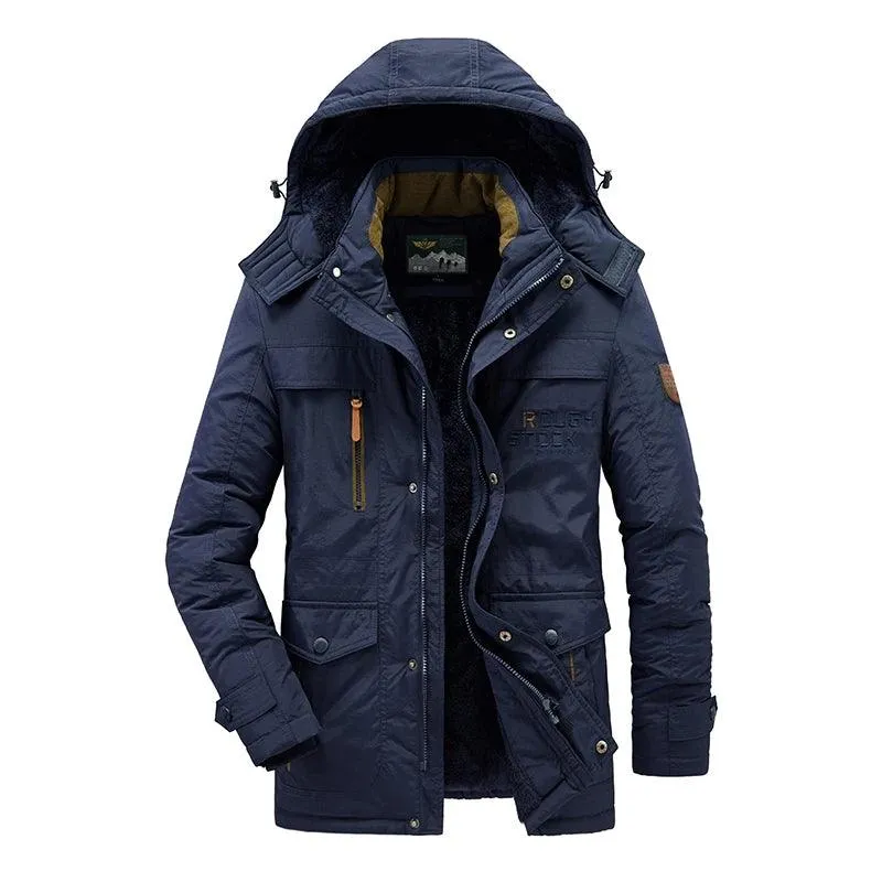 Military Style Winter Men's Military Parka - Thick Fleece Warm Windproof Jacket
