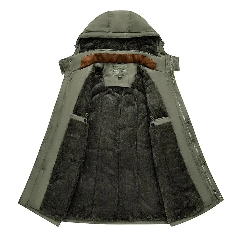Military Style Winter Men's Military Parka - Thick Fleece Warm Windproof Jacket
