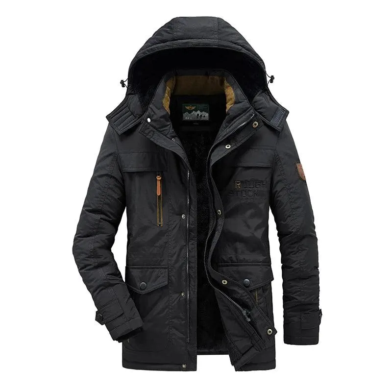 Military Style Winter Men's Military Parka - Thick Fleece Warm Windproof Jacket