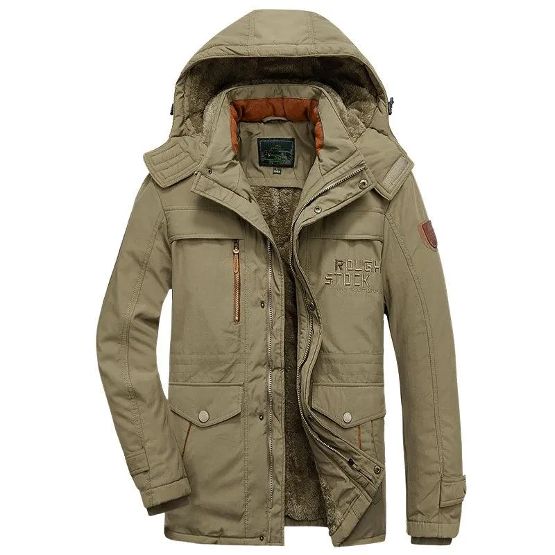 Military Style Winter Men's Military Parka - Thick Fleece Warm Windproof Jacket