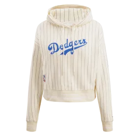 MLB BROOKLYN DODGERS PINSTRIPE RETRO CLASSIC WOMEN'S RIB CROPPED PO (EGGSHELL/ GREY)