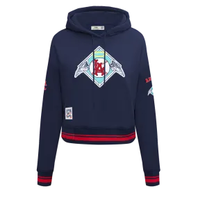 MLB LOS ANGELES ANGELS RETRO CLASSIC WOMEN'S RIB CROPPED PO HOODIE (MIDNIGHT NAVY/RED/MIDNIGHT NAVY)