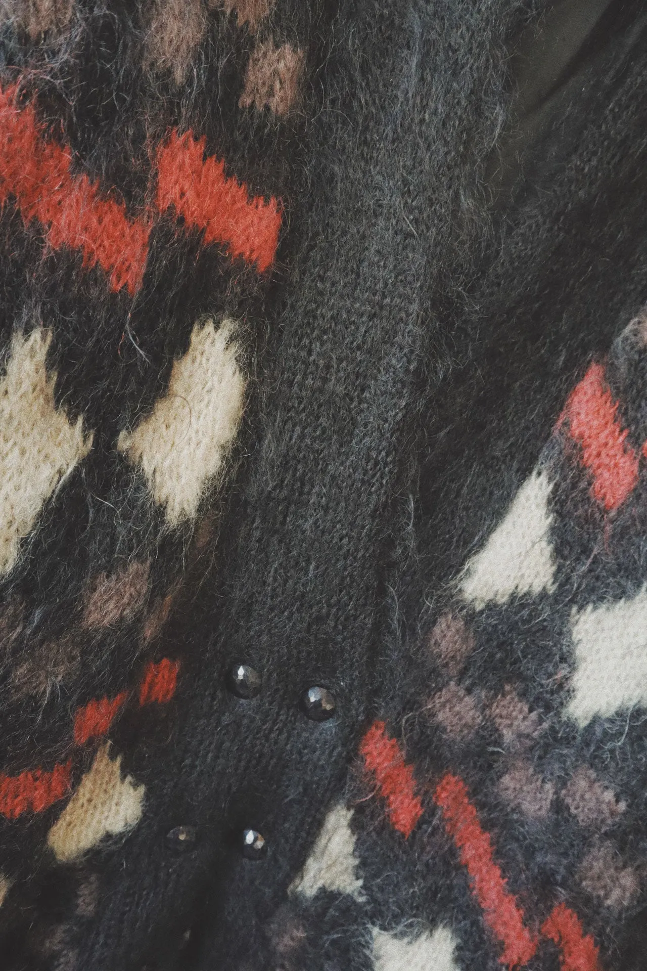 Mohair Sweater Coat, Multi Checkered