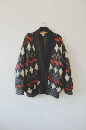 Mohair Sweater Coat, Multi Checkered