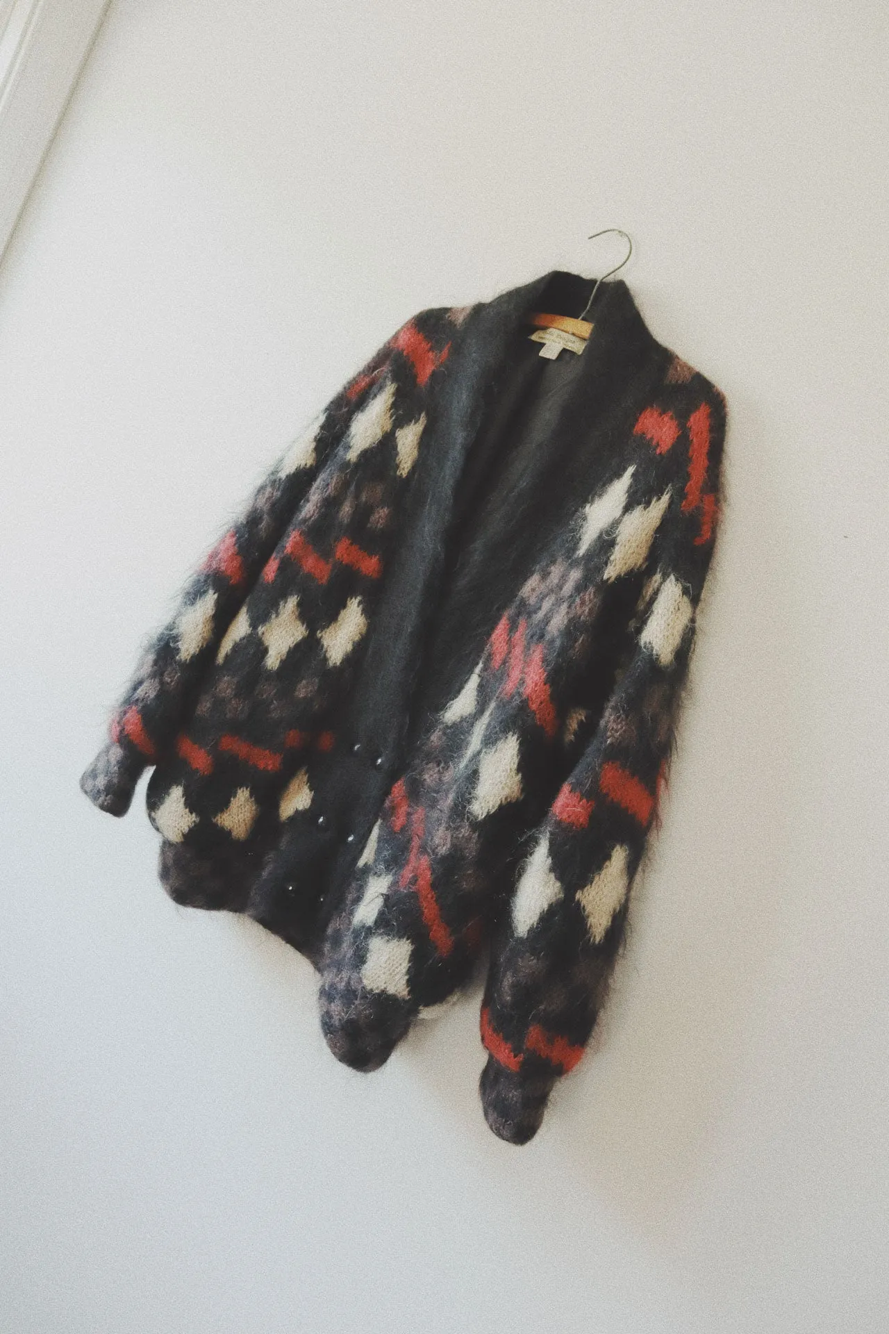 Mohair Sweater Coat, Multi Checkered
