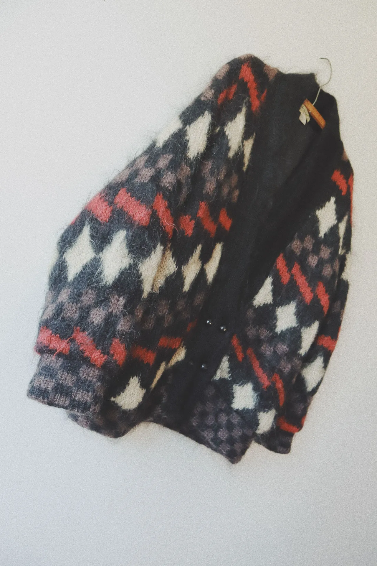 Mohair Sweater Coat, Multi Checkered