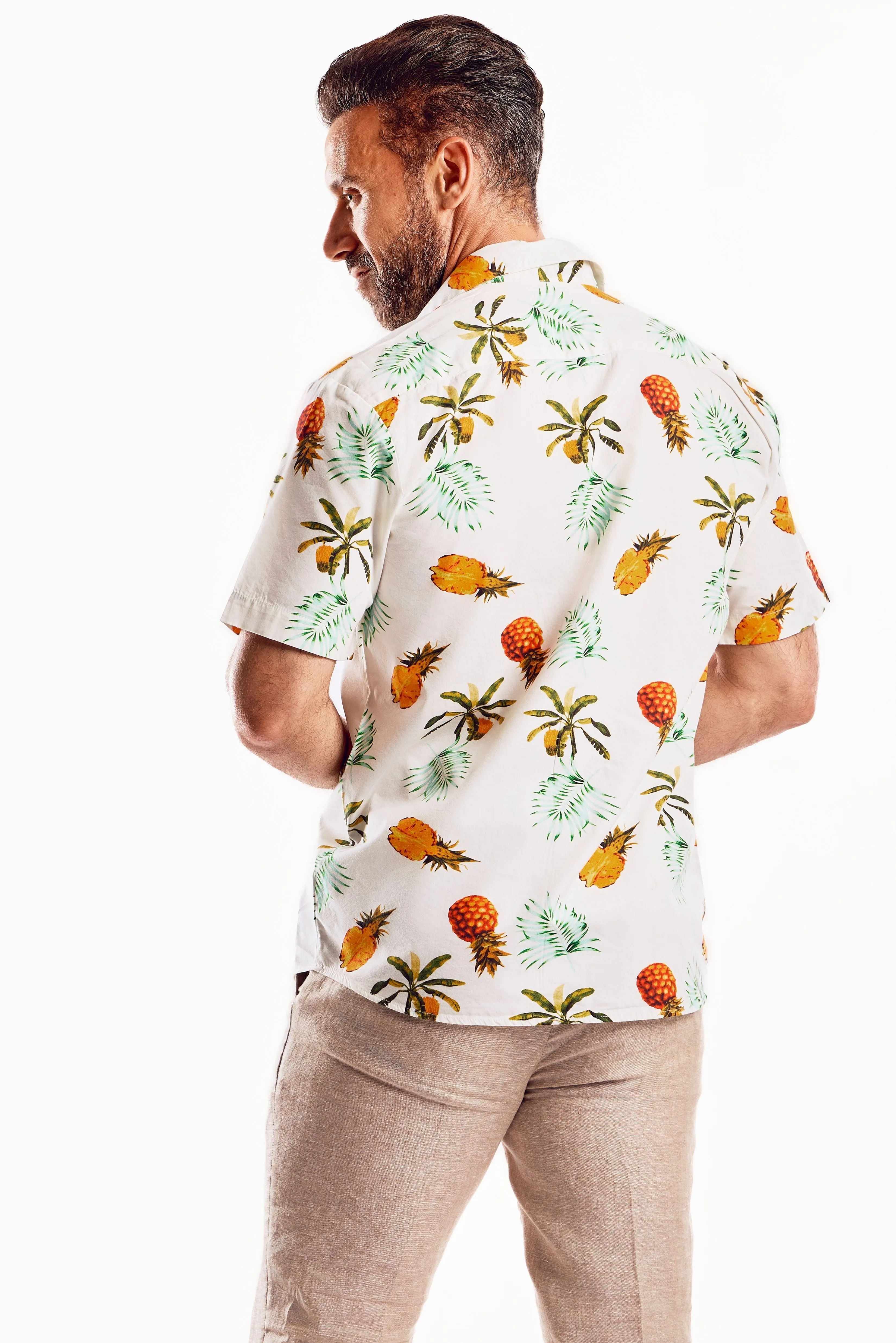 Mojito Men's Festive Summer Print Shirt Cotton Blend Short Sleeve