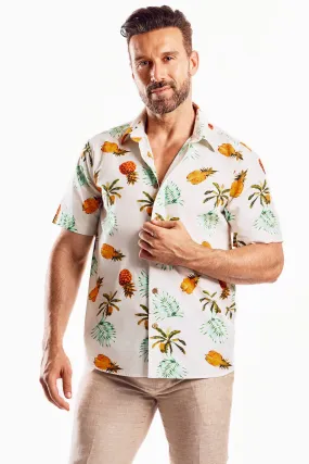 Mojito Men's Festive Summer Print Shirt Cotton Blend Short Sleeve