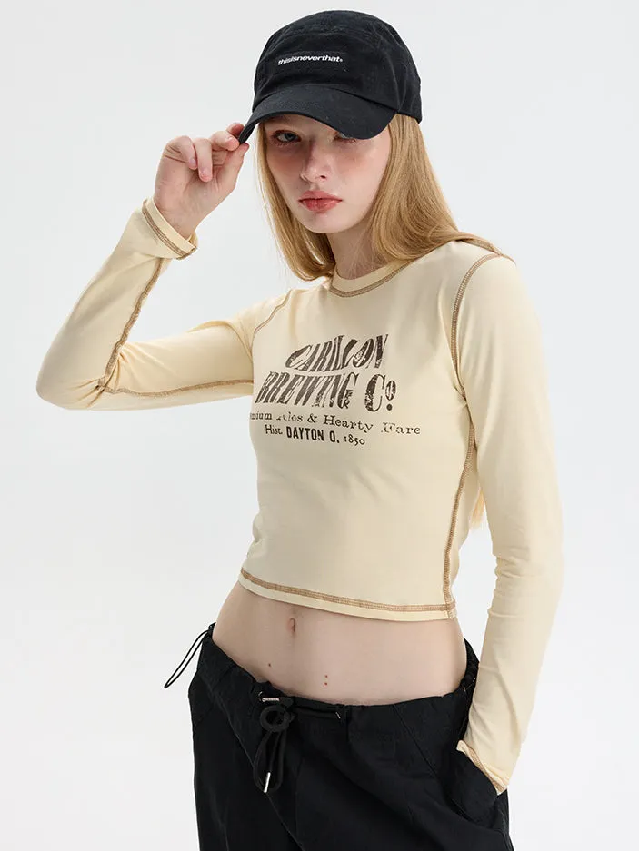 Nvuvu Vintage Long Sleeve Striped Border Prints T-Shirt