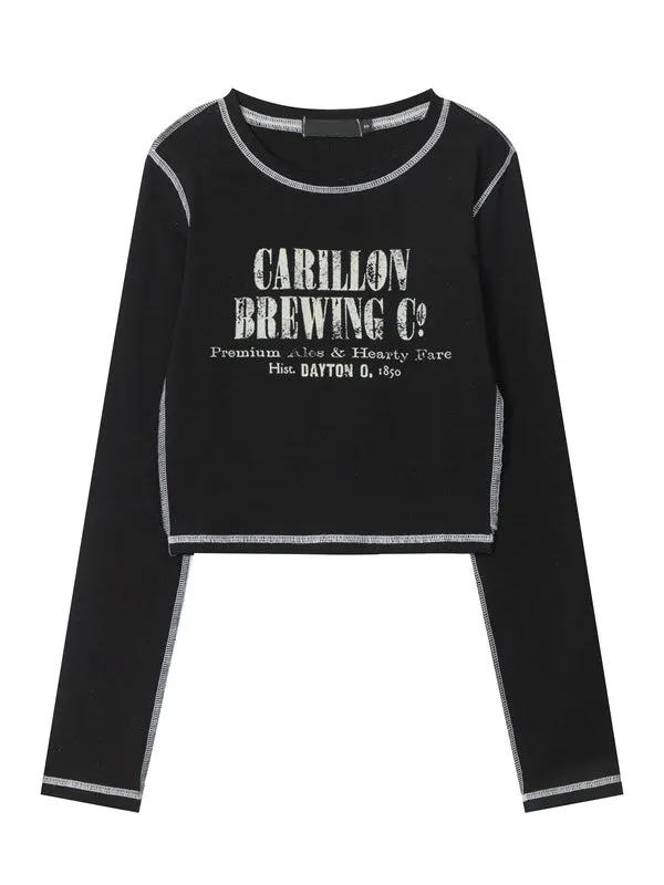 Nvuvu Vintage Long Sleeve Striped Border Prints T-Shirt
