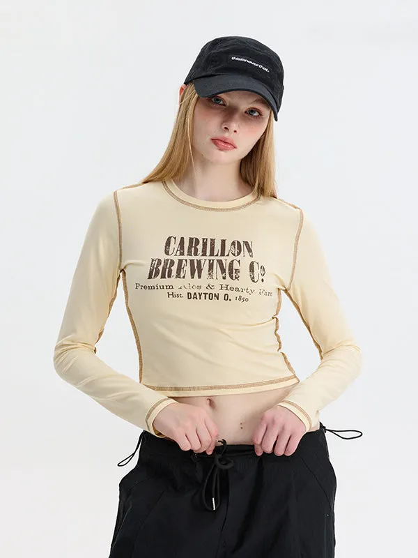 Nvuvu Vintage Long Sleeve Striped Border Prints T-Shirt