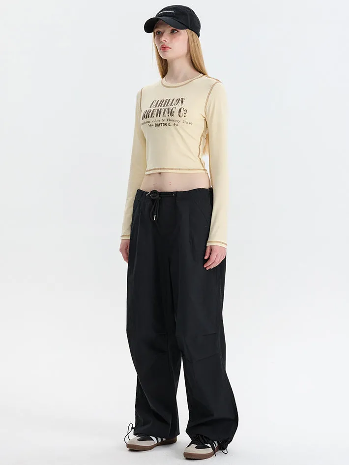 Nvuvu Vintage Long Sleeve Striped Border Prints T-Shirt
