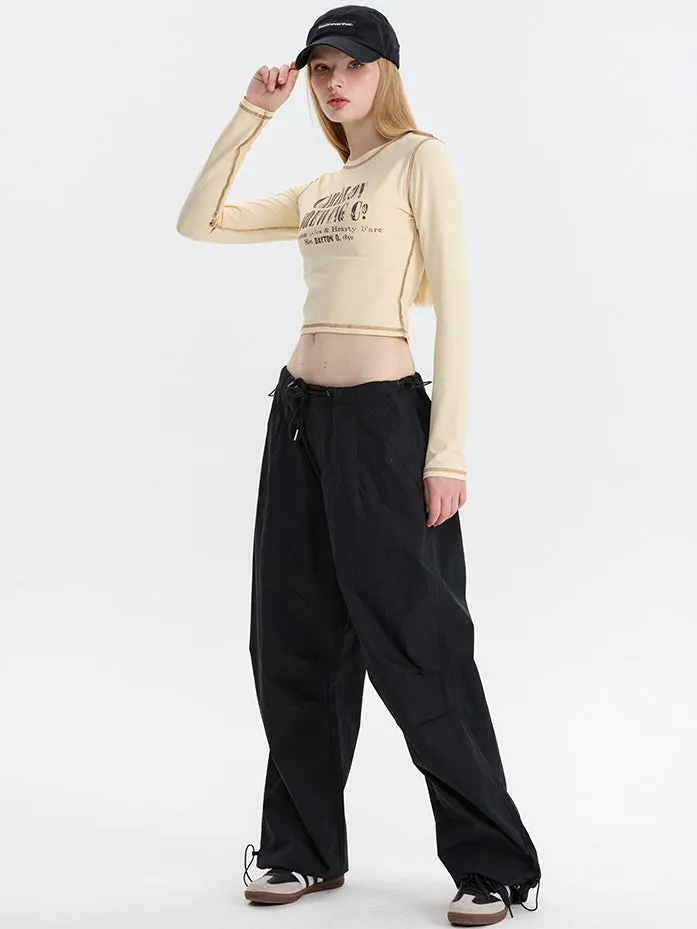 Nvuvu Vintage Long Sleeve Striped Border Prints T-Shirt