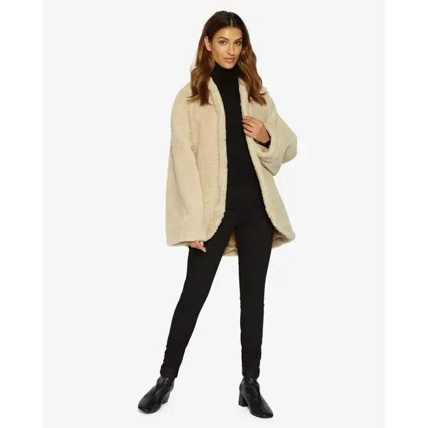 Open Front Belted Teddy Coat