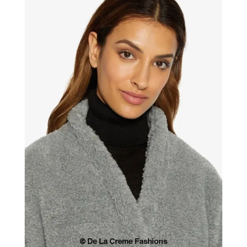 Open Front Belted Teddy Coat